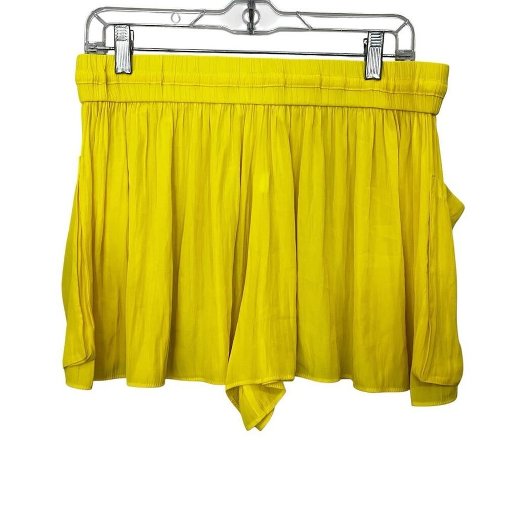 Ramy Brook Women's Yellow Satin Shorts Size L Elastic Waist Casual